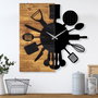 Wallity Reloj de Pared Decorativo de Madera Nogal y Negro